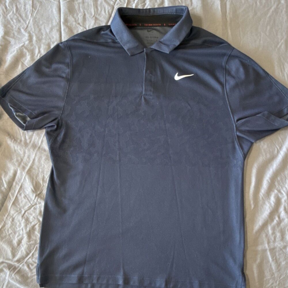Nike Tiger Woods Dri-FIT ADV Men's Golf Polo Shirt Dark Blue Size L